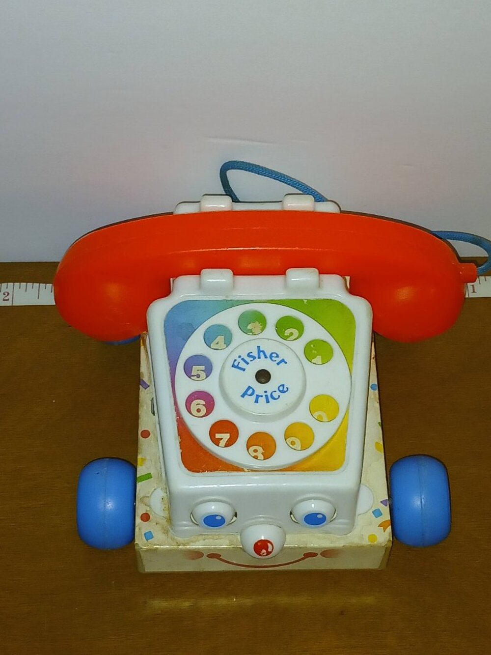Vintage 1961 Fisher Price Chatter Phone #747 Telephone Pull Toy with Moving Eyes